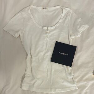 Brandy Melville Cream Short Sleeve Top